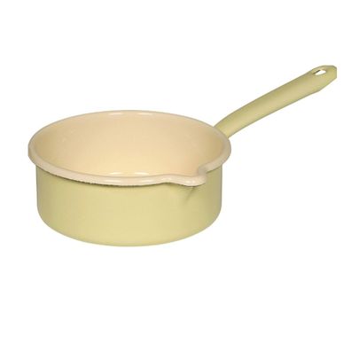 Riess Stielkasserole mit Ausguss Ø16cm 1 Liter Classic Pastell Gelb Emaille