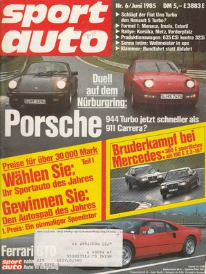 sport auto 6/1985, Porsche, Mercedes, Ferrari GTO, Formel 1, Tourenwagen, Rallye