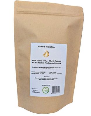 MSM Pulver 99,9% Reinheit 1000g im Kraftpapier Doypack