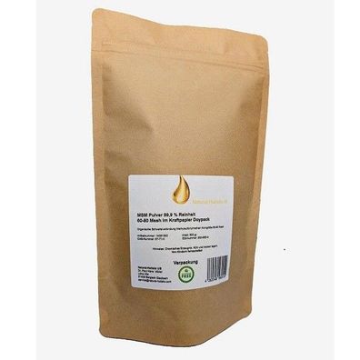 MSM Pulver 99,9% Reinheit 500g im Kraftpapier Doypack