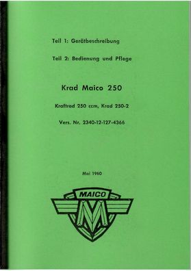 Bedienungsanleitung Maico M 250-2 Bundeswehr Krad, Motorrad, Oldtimer, Klassiker