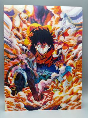 3D-Bild/Effekt-Flip-Anime-One Piece-Ruffy, Ruffy Gear 5-30x40cm-ohne Rahmen