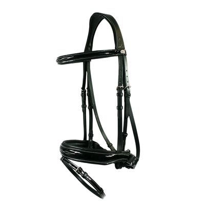 EQuest Trense Glossy Seams, schwarz - hochwertige Lacktrense für Pferde, L