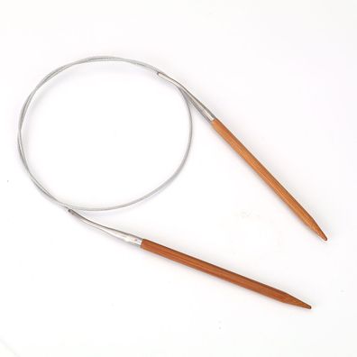 1 Bambus Rundstricknadel mit Edelstahlseil 80cm Wahl 2.5 - 10 mm Stricknadel