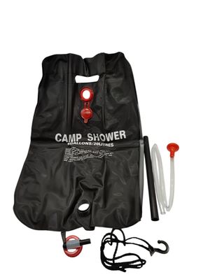 Relaxdays Solardusche 20l Campingdusche schwarz mit Handbrause faltbar