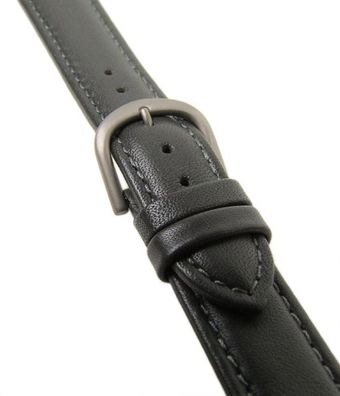 Minott Uhrenarmband Leder leicht gepolstert Grau Titanschließe 20609T