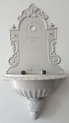 tomco Wandbrunnen Original Wiener Bassena ALU pulverbeschichtet weiß m. Goldpünktchen