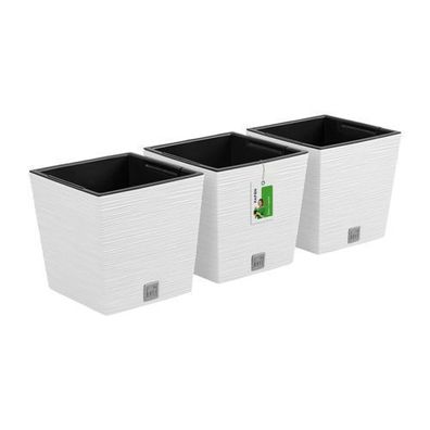 3x Blumentopf Pflanzkübel FURU Square Balkonkasten Blumenkübel Weiß 10 L