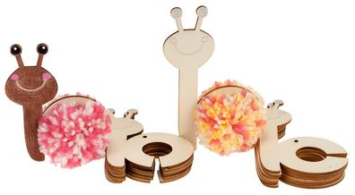 Holzanhänger Pompon Schnecken, 12er Set