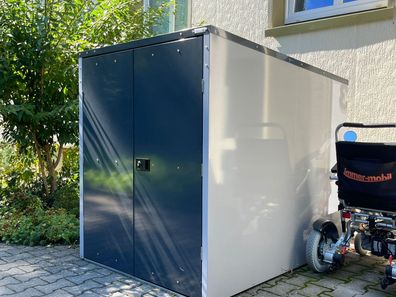 Scooterbox Scootergarage aus Metall als Unterstand für Elektromobil