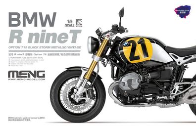 MENG-Model 1:9 MT-003u BMW R nineT Option 719 Black Storm Metallic/Vintage (Pre-color