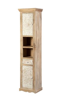 Badhochschrank 45x190cm 'Tibet' Mango natur & weiß antik