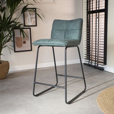 Industrieller Barhocker Grün Jelle Mikrofaserstoff - Sitzhöhe 65 cm - Ohne Armlehnen