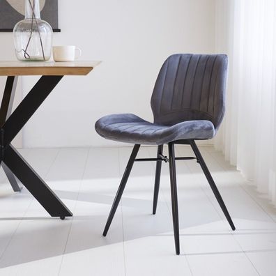 Beau Esszimmerstuhl Anthrazit Samtstoff - Ohne Armlehnen (Gr. 82 x 55 x 47 cm)