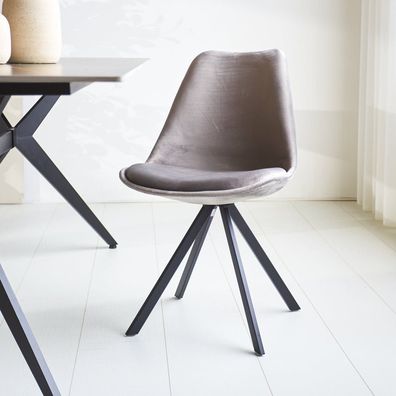Esszimmerstuhl Jace Velvet Grey - Ohne Armlehnen (Gr. 51 x 50 x 83 cm)