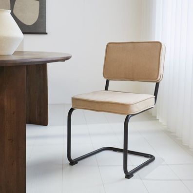 Esszimmerstuhl Remo Beige Rippenstoff - Ohne Armlehnen (Gr. 56 x 52 x 85 cm)