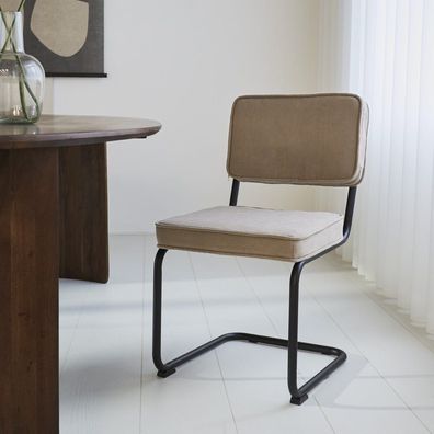 Esszimmerstuhl Remo Taupe Rippenstoff - Ohne Armlehnen (Gr. 56 x 52 x 85 cm)