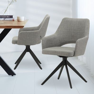Moderne Drehbare Esszimmerstuhl Grau Stoff Sid - Mit Armlehnen