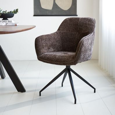 Drehbarer Esszimmerstuhl Braun Chenille Camiel (Gr. 60 x 59 x 88 cm)