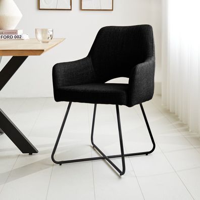 Esszimmerstuhl Suzy aus schwarzem Stoff ? mit Armlehne (Gr. 63,5 x 60 x 88 cm)