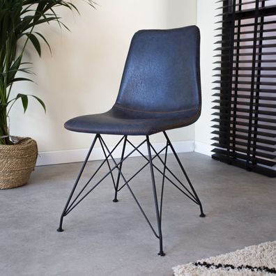 Industrieller Esszimmerstuhl Viano Blau - Ohne Armlehnen (Gr. 85 x 55 x 45 cm)