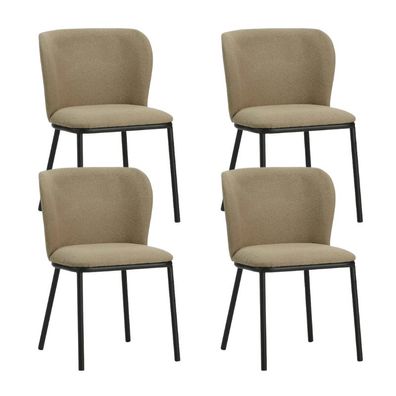 Esszimmerstuhl Taupe Bouclé-Stoff Tess - Ohne Armlehnen (Gr. 60 x 52 x 80 cm)