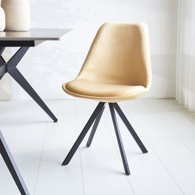 Esszimmerstuhl Jace Velvet Beige - Ohne Armlehnen (Gr. 51 x 50 x 83 cm)