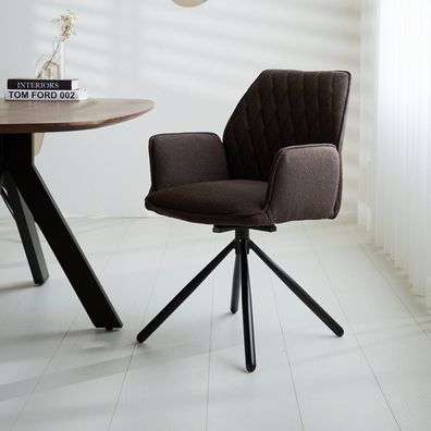 Novan Brown Bouclé Drehstuhl ? 180° drehbar (Gr. 62,5 x 56 x 90 cm)