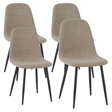 Set von 4 skandinavischen Esszimmerstühlen Latte Bouclé Stoff Swift - Ohne Armlehnen