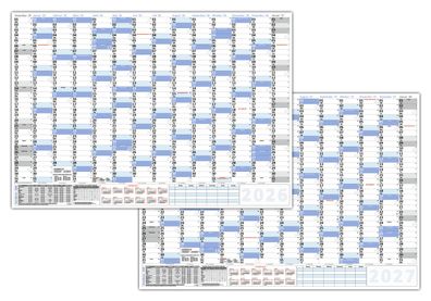 XXL Wandkalender DIN B1 2026 + 2027 blau, nass abwischbar Format 100 x 70cm