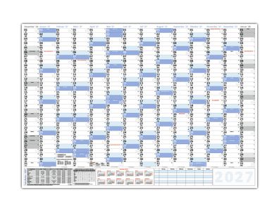 XXL Wandkalender DIN B1 2027 blau, nass abwischbar Format 100 x 70cm gerollt