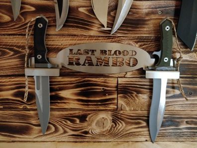 Rambo 5 Messer,2er Set + Designer Wandhalter aus Edelstahl