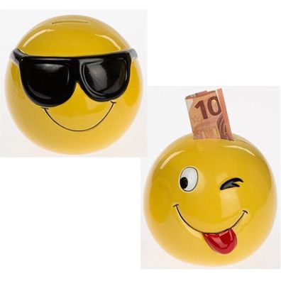 Formano Spardose Funny Face Gesicht Zunge Brille rund lachen gelb sparen Deko NEU