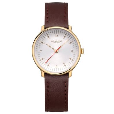 Mondaine Quarzuhr für Damen Doppio Braun/Goldfarben 33 mm MLE.33110. LGV