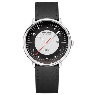 Mondaine MLE.41920. LBV Unisex-Armbanduhr Doppio Solar Schwarz 41 mm