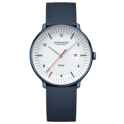 Mondaine Unisex Armbanduhr Doppio Solar Blau 41 mm MLE.41910. LQV
