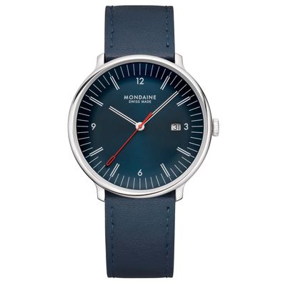 Mondaine Herrenuhr Doppio Blau Set mit 2 Bändern MLE.41240. LQV. SET