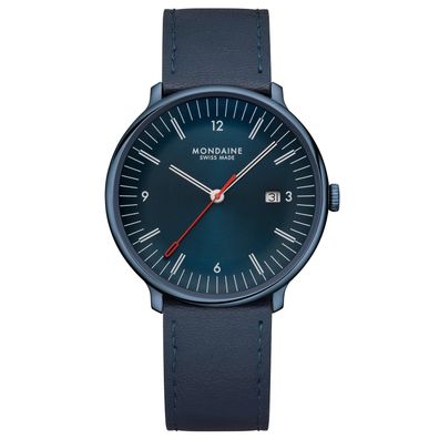 Mondaine Herrenuhr Quarz Doppio Blau 41 mm MLE.41240. LDV