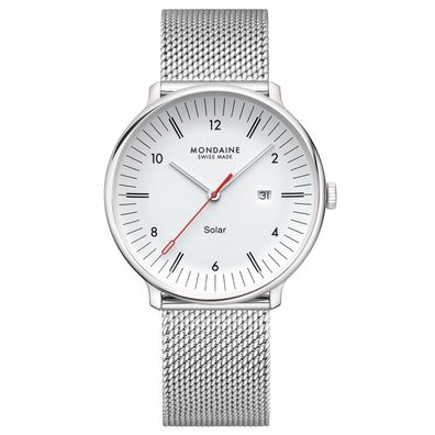 Mondaine Unisex-Armbanduhr Doppio Solar Mesh 41 mm MLE.41910. SM