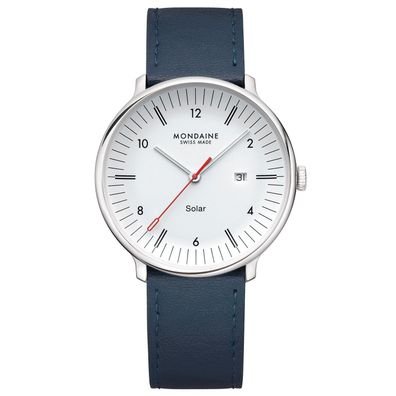 Mondaine Herrenuhr Doppio Solar Blau/Weiß 41 mm MLE.41910. LDV