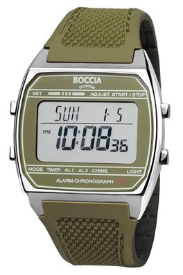 Boccia Digital-Uhr in Unisexgröße Titan Olivgrün 3738-03