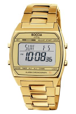 Boccia Digitaluhr in Unisexgröße Titan Goldfarben 3738-08