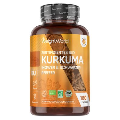 BIO Kurkuma Kapseln 180 Kapseln - WeightWorld