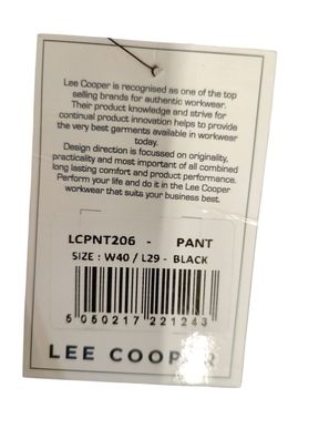 Lee Cooper LCPNT206 Arbeitshose Herren Schwarz 40W/29L Multi Pocket Cargohose