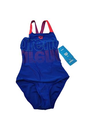 Arena Mädchen-Badeanzug Feel Graphic V Back UK 24 Blau