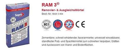 Sopro RAM 3 Renovier Ausgleichsmörtel Spachtelmörtel Spachtel 25Kg
