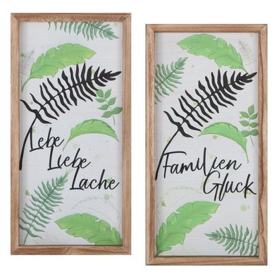 Gilde Bild, rechteckig, "Blätterregen", Schriftzug, Holz, weiß, VE 2, 2 Stück wie