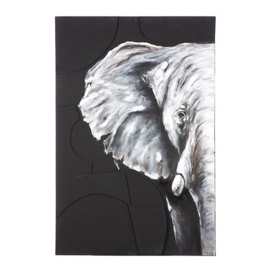 Gilde Bild, rechteckig, "Elefant", Elefantenmotiv, Leinwand, grau, , L. 3,2 cm,