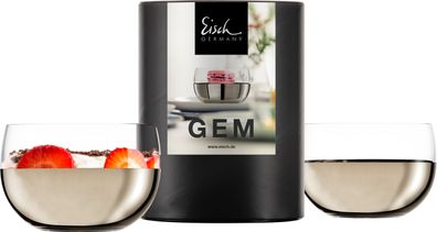 Eisch 2 Dessertschalen 310/10 platin in Geschenkröhre GEM 30031012/ 180125