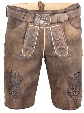 Spieth & Wensky Lederhose Nercel mit Gürtel Nappato rustikal keder schotter schwarz